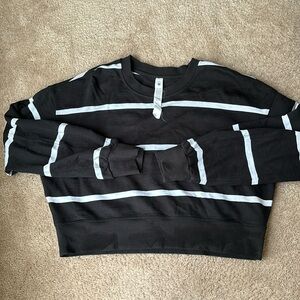 Lululemon Perfectly Oversized Cropped Crew in Boundless Stripe Black White